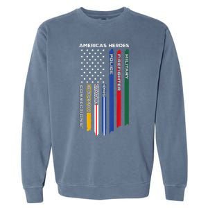 First Responders Police Military Firefighter Nurse Garment-Dyed Sweatshirt