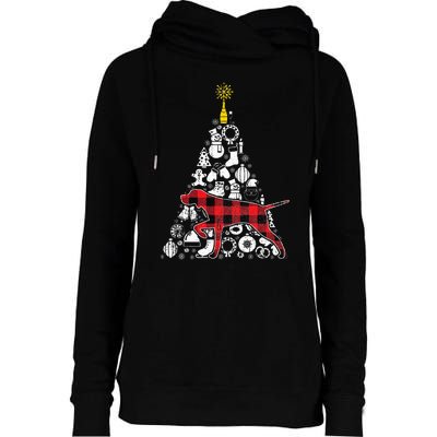 Festive Red Plaid GSP Christmas Tree Ornament Decoration Womens Funnel Neck Pullover Hood