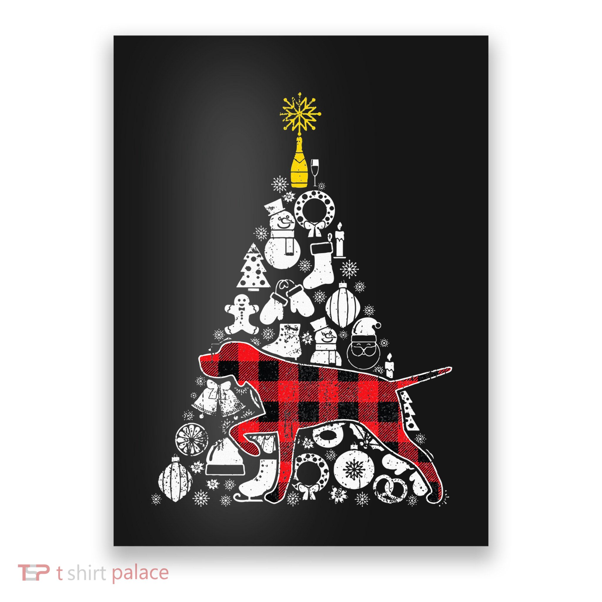 Festive Red Plaid GSP Christmas Tree Ornament Decoration Poster