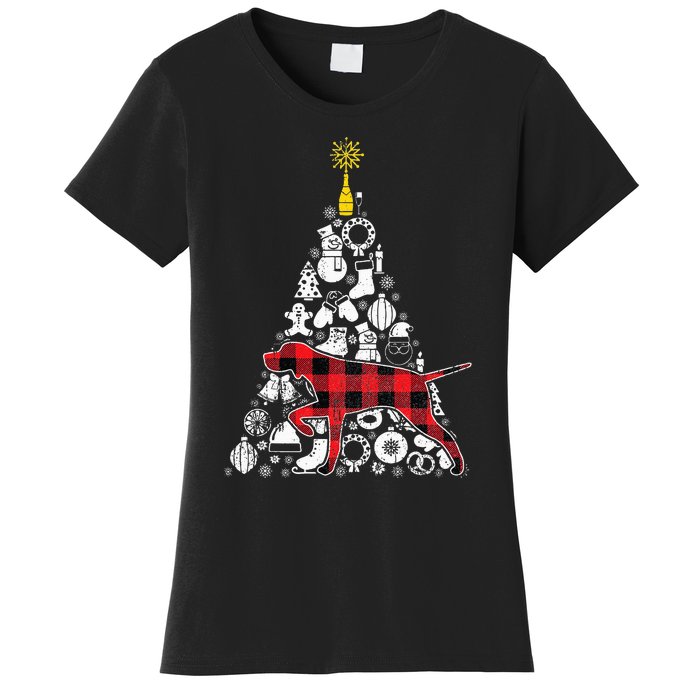 Festive Red Plaid GSP Christmas Tree Ornament Decoration Women's T-Shirt