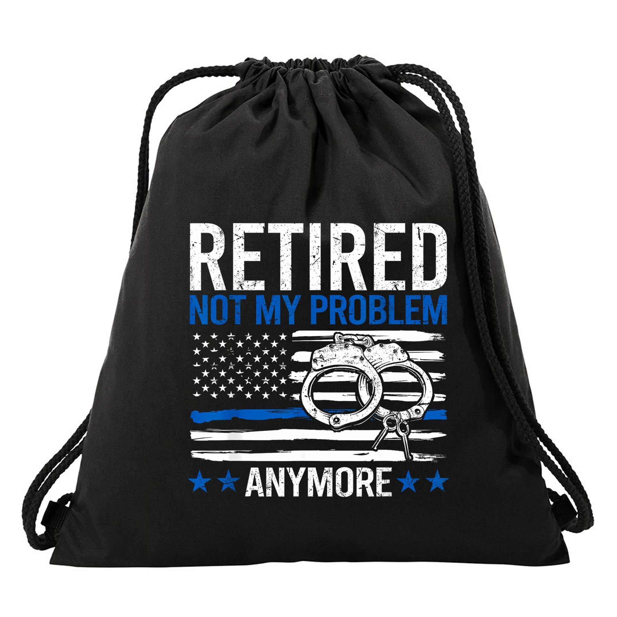 Funny Retired Police Officer Law Enforcement Retirement Drawstring Bag