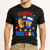 Funny Retro Party In The USA Retro Cartoon Hotdog Soda Pop Drink Performance Shirt