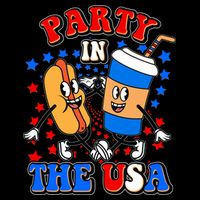 Funny Retro Party In The USA Retro Cartoon Hotdog Soda Pop Drink Drawstring Bag