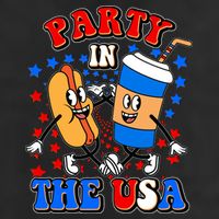 Funny Retro Party In The USA Retro Cartoon Hotdog Soda Pop Drink Golf Towel