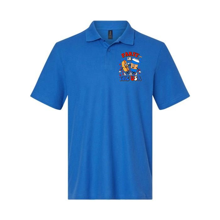 Funny Retro Party In The USA Retro Cartoon Hotdog Soda Pop Drink Polo