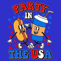 Funny Retro Party In The USA Retro Cartoon Hotdog Soda Pop Drink Polo