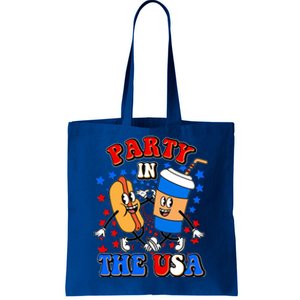 Funny Retro Party In The USA Retro Cartoon Hotdog Soda Pop Drink Tote Bag