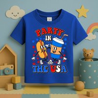 Funny Retro Party In The USA Retro Cartoon Hotdog Soda Pop Drink Toddler T-Shirt