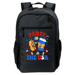 Funny Retro Party In The USA Retro Cartoon Hotdog Soda Pop Drink Daily Commute Backpack