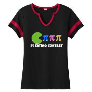 Funny Retro Pi Day 314 Pi Eating Contest Video Game Ladies Halftime Notch Neck Tee