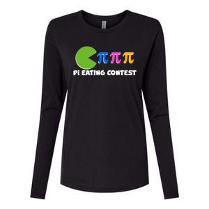 Funny Retro Pi Day 314 Pi Eating Contest Video Game Womens Cotton Relaxed Long Sleeve T-Shirt