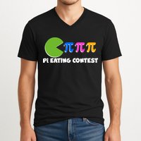 Funny Retro Pi Day 314 Pi Eating Contest Video Game V-Neck T-Shirt