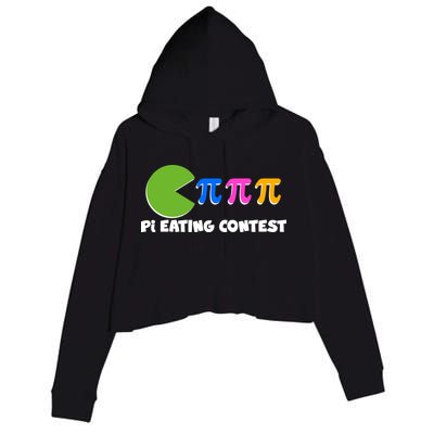 Funny Retro Pi Day 314 Pi Eating Contest Video Game Crop Fleece Hoodie
