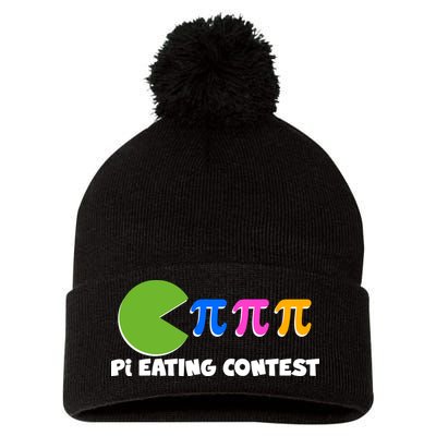Funny Retro Pi Day 314 Pi Eating Contest Video Game Pom Pom 12in Knit Beanie