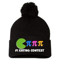 Funny Retro Pi Day 314 Pi Eating Contest Video Game Pom Pom 12in Knit Beanie