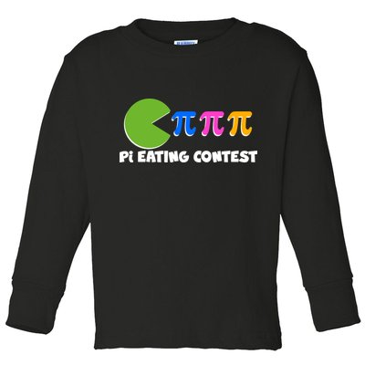 Funny Retro Pi Day 314 Pi Eating Contest Video Game Toddler Long Sleeve Shirt