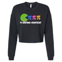 Funny Retro Pi Day 314 Pi Eating Contest Video Game Cropped Pullover Crew