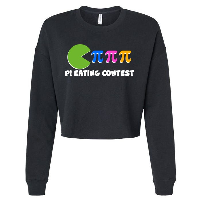 Funny Retro Pi Day 314 Pi Eating Contest Video Game Cropped Pullover Crew