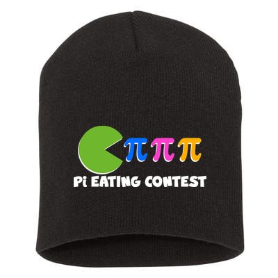 Funny Retro Pi Day 314 Pi Eating Contest Video Game Short Acrylic Beanie