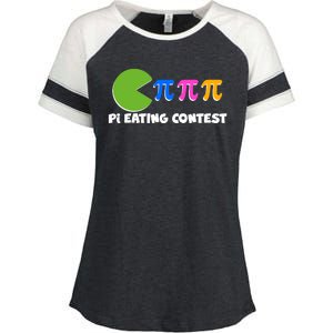 Funny Retro Pi Day 314 Pi Eating Contest Video Game Enza Ladies Jersey Colorblock Tee