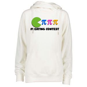 Funny Retro Pi Day 314 Pi Eating Contest Video Game Womens Funnel Neck Pullover Hood