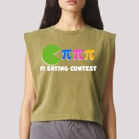 Funny Retro Pi Day 314 Pi Eating Contest Video Game Garment-Dyed Women's Muscle Tee