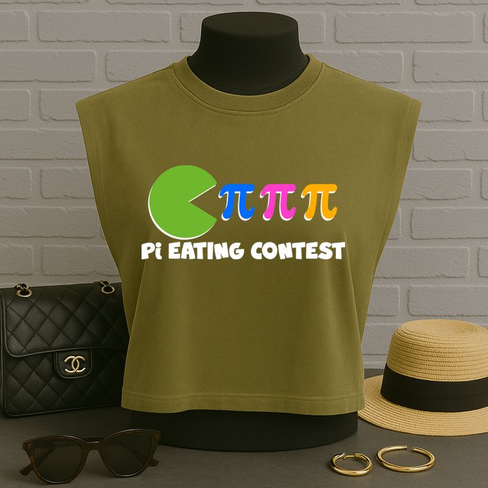 Funny Retro Pi Day 314 Pi Eating Contest Video Game Garment-Dyed Women's Muscle Tee
