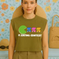 Funny Retro Pi Day 314 Pi Eating Contest Video Game Garment-Dyed Women's Muscle Tee
