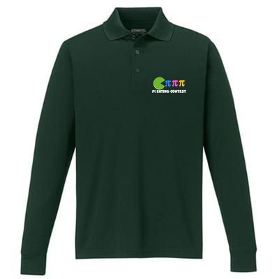 Funny Retro Pi Day 314 Pi Eating Contest Video Game Performance Long Sleeve Polo
