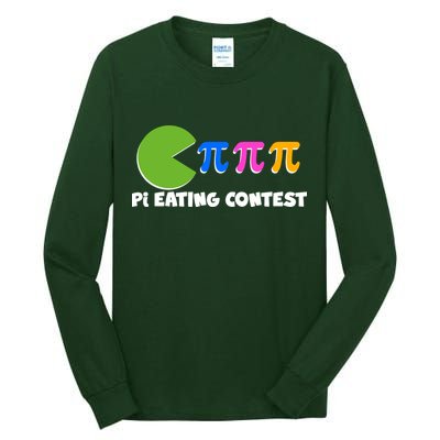 Funny Retro Pi Day 314 Pi Eating Contest Video Game Tall Long Sleeve T-Shirt