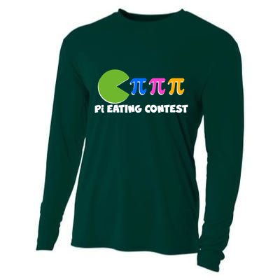 Funny Retro Pi Day 314 Pi Eating Contest Video Game Cooling Performance Long Sleeve Crew