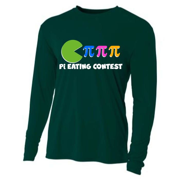 Funny Retro Pi Day 314 Pi Eating Contest Video Game Cooling Performance Long Sleeve Crew