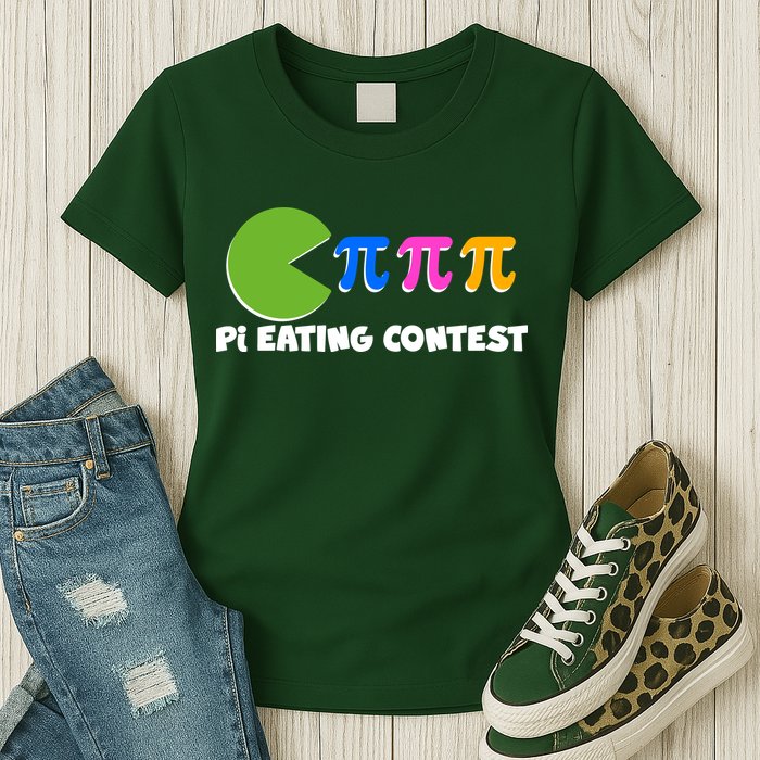 Funny Retro Pi Day 314 Pi Eating Contest Video Game Womens T-Shirt