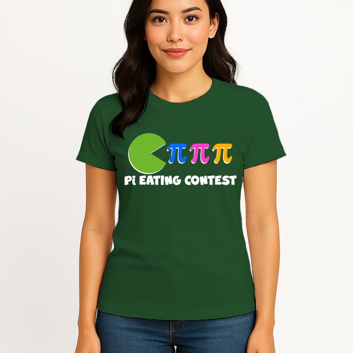 Funny Retro Pi Day 314 Pi Eating Contest Video Game Womens T-Shirt