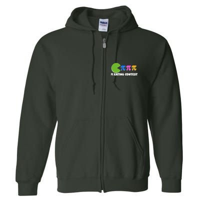 Funny Retro Pi Day 314 Pi Eating Contest Video Game Full Zip Hoodie