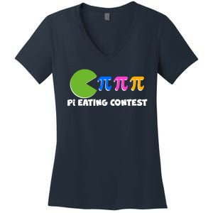 Funny Retro Pi Day 314 Pi Eating Contest Video Game Women's V-Neck T-Shirt