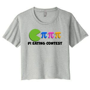 Funny Retro Pi Day 314 Pi Eating Contest Video Game Women's Crop Top Tee