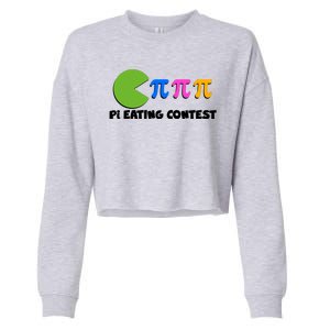 Funny Retro Pi Day 314 Pi Eating Contest Video Game Cropped Pullover Crew