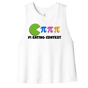 Funny Retro Pi Day 314 Pi Eating Contest Video Game Women's Racerback Cropped Tank