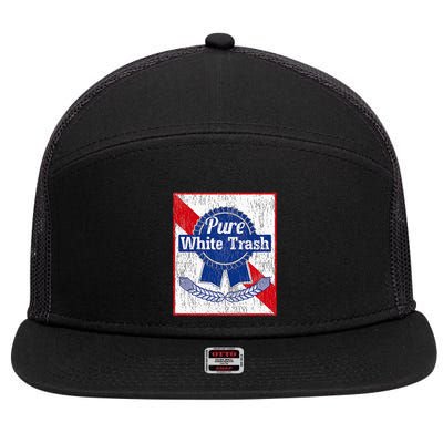 Funny Redneck Pure White Trash 7 Panel Mesh Trucker Snapback Hat
