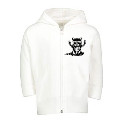 Funny Racoon Peace Sign Trashed Racoon Panda Lovers Gift Toddler Zip Fleece Hoodie