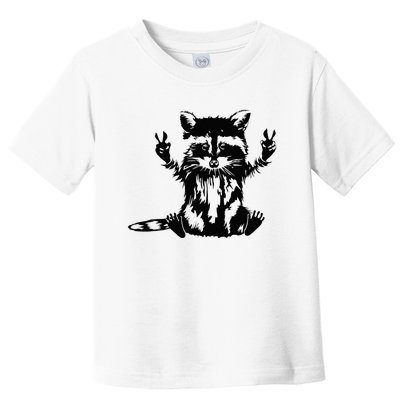 Funny Racoon Peace Sign Trashed Racoon Panda Lovers Gift Toddler T-Shirt