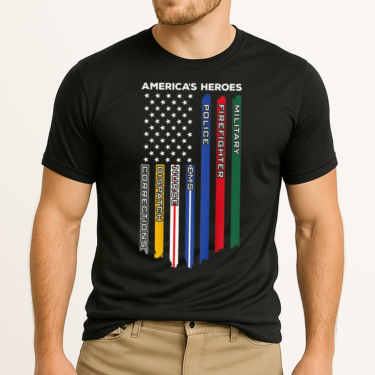 First Responders Police Military Firefighter Nurse BACK Cooling Performance Crew T-Shirt