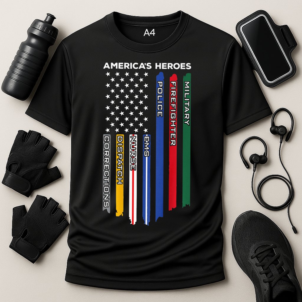 First Responders Police Military Firefighter Nurse BACK Cooling Performance Crew T-Shirt
