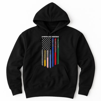 First Responders Police Military Firefighter Nurse BACK Hoodie