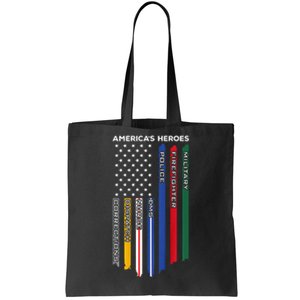 First Responders Police Military Firefighter Nurse BACK Tote Bag