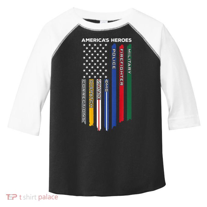 First Responders Police Military Firefighter Nurse BACK Toddler Fine Jersey T-Shirt