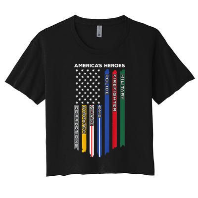 First Responders Police Military Firefighter Nurse BACK Crop Top