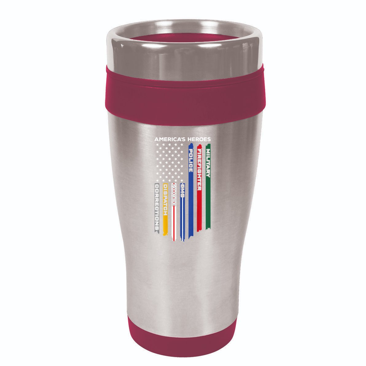 First Responders Police Military Firefighter Nurse BACK 16oz Travel Tumbler
