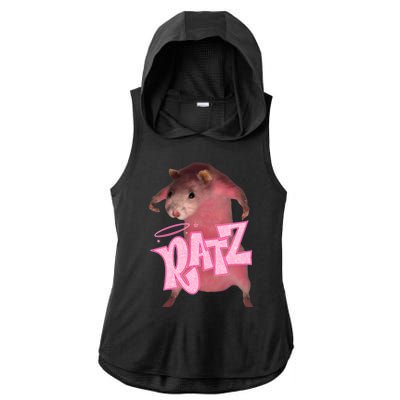 Funny Ratz Pink Rat Ratz Meme Ladies PosiCharge Tri-Blend Wicking Draft Hoodie Tank